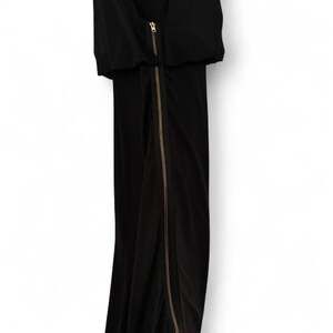 Caribbean Queen Black Maxi Dress with Gold Zipper Detail